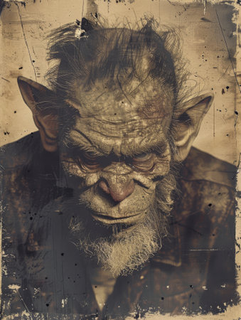 Portrait of a monkey on a grunge background with space for textの素材