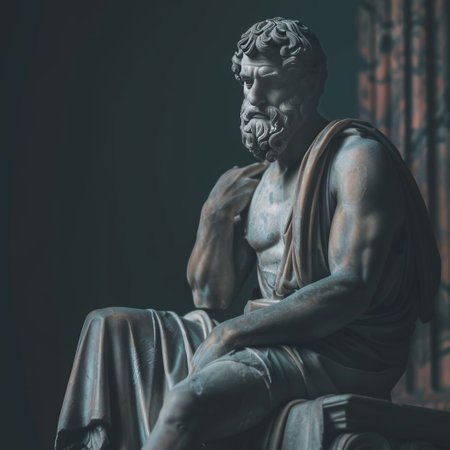 Statue of the Roman Emperor Marcus Aurelius in Rome, Italyの素材