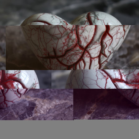 Collage of heart shape with bloodle background, medical conceptの素材