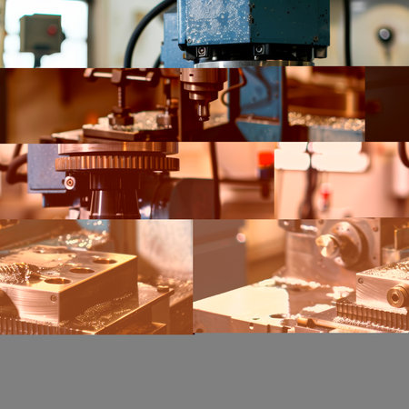 Collage of metalworking milling machine. Selective focus.の素材
