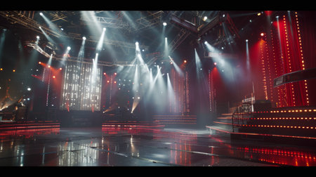 Stage Spotlight with Laser rays and smoke, Stage Spotlight with Laser rays and smokeの素材