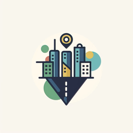 Modern City Building Icon. Vector Illustration in Flat Design Style.の素材