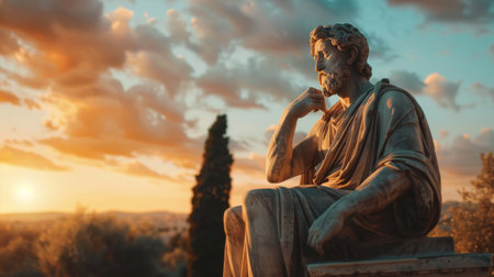 Statue of Saint John the Baptist at sunset, Rome, Italyの素材