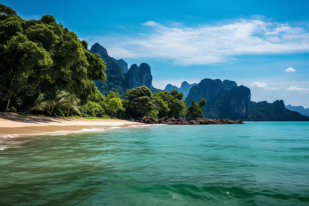 Beautiful tropical beach in Krabi province, Andaman Sea, Thailandの素材