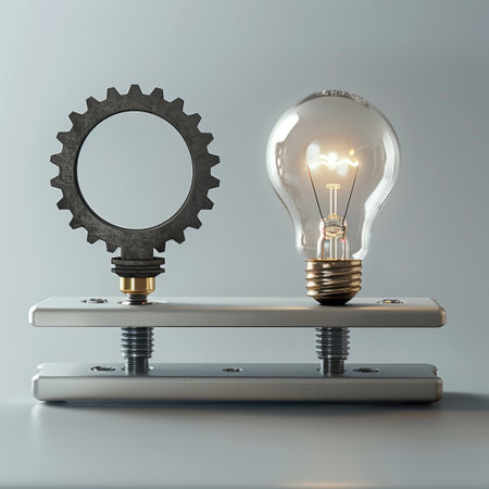 Light bulb and gear on the scale. Business concept. 3D renderingの素材