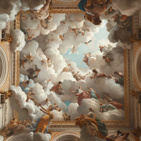The ceiling frescoes of St. Francis of Assisi in the Basilica of St. Francis of Assisi.の素材