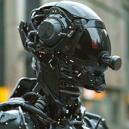 A closeup of the futuristic robot in Bangkok, Thailand.の素材