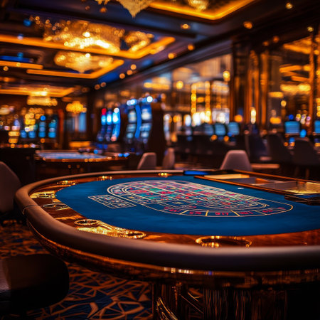 Casino roulette table in night club. Roulette table in casinoの素材