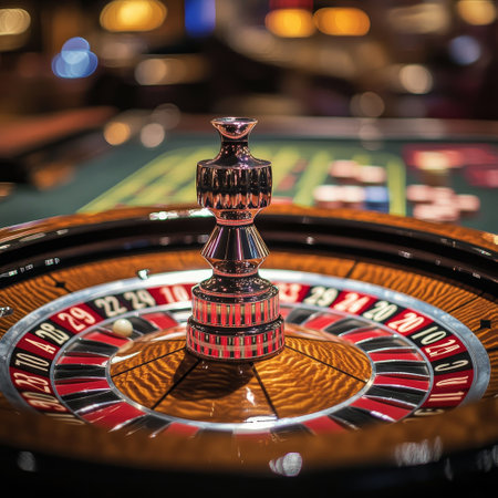 Casino roulette wheel in casino. Roulette wheel in casinoの素材