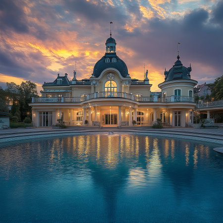 Sunset at Belvedere Palace in Vienna, Austria, Europeの素材