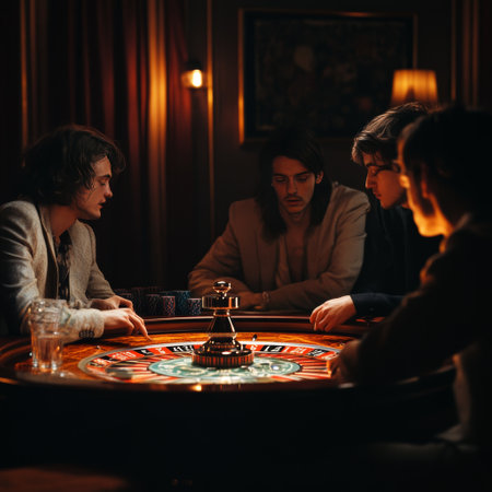 Group of young people playing roulette at the casino. Casino conceptの素材