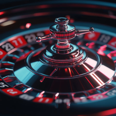 Casino roulette wheel close-up. 3D rendering.の素材