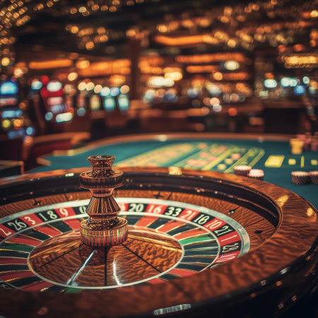 Roulette table in casino. Casino roulette wheel in casinoの素材