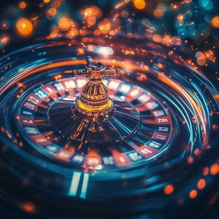 Roulette wheel in casino, 3d rendering toned imageの素材