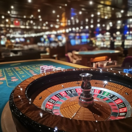 Roulette table in casino. Roulette wheel in casino.の素材