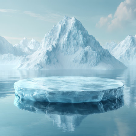 Iceberg floating on the surface of the water. 3d renderの素材