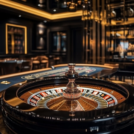 Luxury casino roulette table. Casino roulette game.の素材