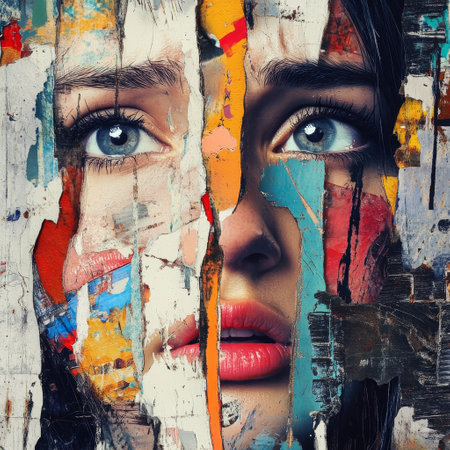 Closeup portrait of beautiful young woman with creative make-up.の素材