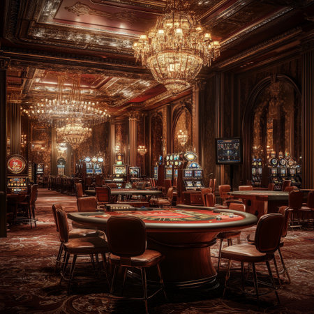 Luxury casino interior. 3D rendering. High contrast image.の素材
