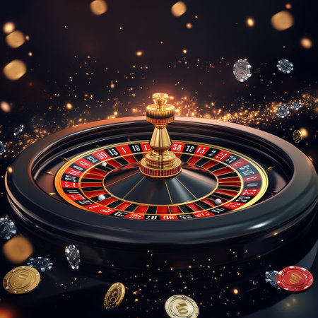 Casino roulette wheel on a black background. 3d renderingの素材