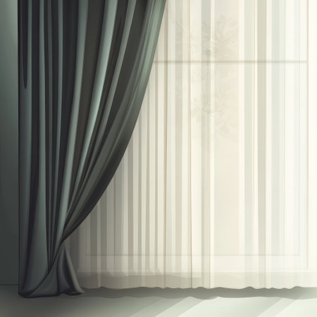 Curtain in the interior. 3d render. Illustration.の素材