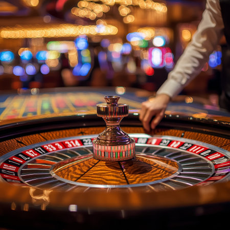 Casino roulette wheel in casino. Roulette wheel in casinoの素材