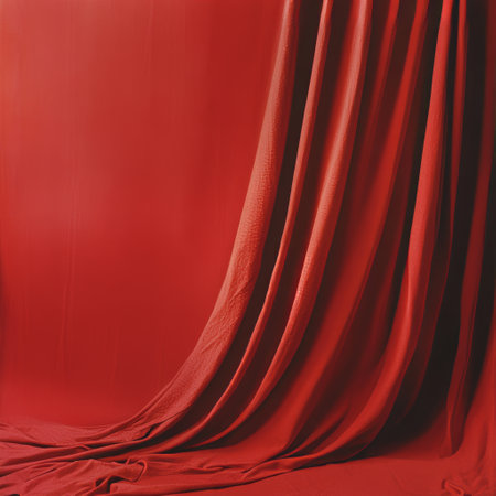 Red curtain on a red background. 3d rendering, 3d illustration.の素材