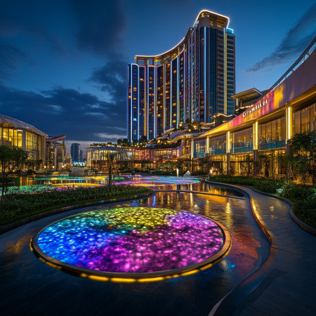 The Singapore Changi Airport at dusk. Singapore Changi Airport is the primary civilian airport for Singapore.の素材