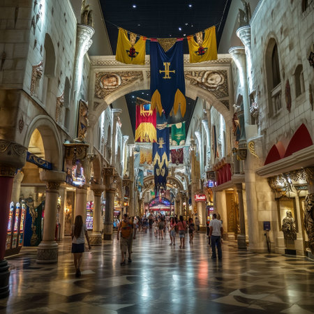 The interior of Bellagio Hotel and Casino in Las Vegas. Bellagio is a luxury hotel and casino located on the Las Vegas Strip.の素材