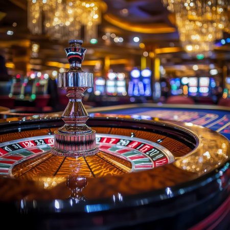 Casino roulette wheel in casino. Roulette is a type of gambling.の素材