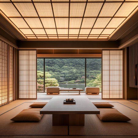 3d rendering of japanese room with traditional Japanese style.の素材