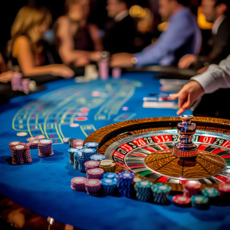 Roulette table in casino. Gambling concept. Casino backgroundの素材