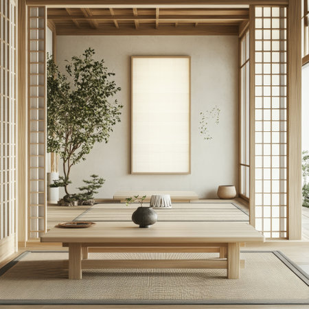 Japanese style room interior. 3d rendering, japanese styleの素材
