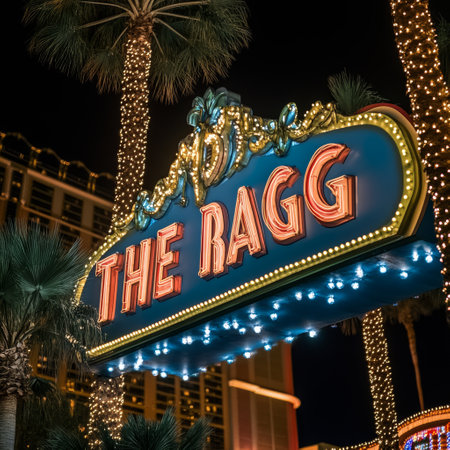 The sign of the famous Las Vegas Strip at night.の素材