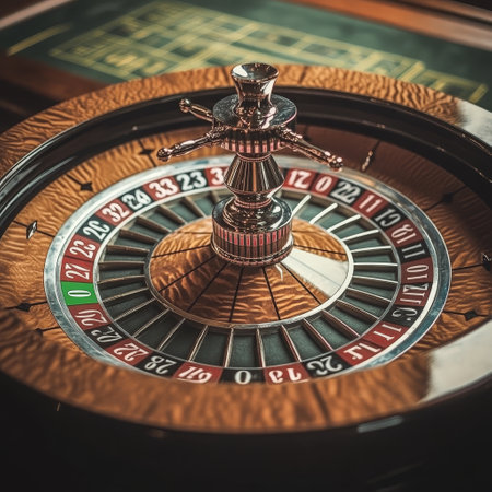 Casino roulette wheel, close up. Vintage style toned pictureの素材