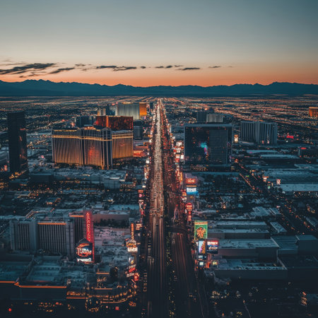 Top view of Las Vegas strip in Nevada, USAの素材