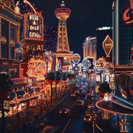 The Fremont Street Experience in Las Vegas, Nevada, USA.の素材