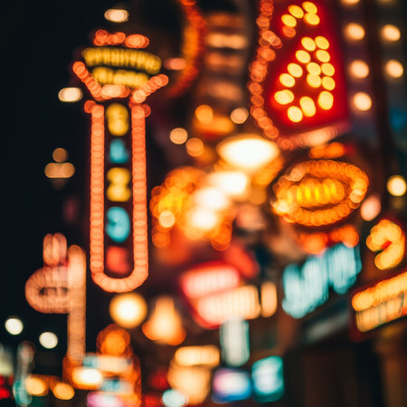 Blurred abstract background of night city lights, bokeh.の素材