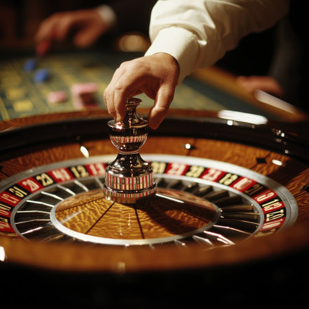 Man playing roulette in casino, close up. Casino gambling conceptの素材