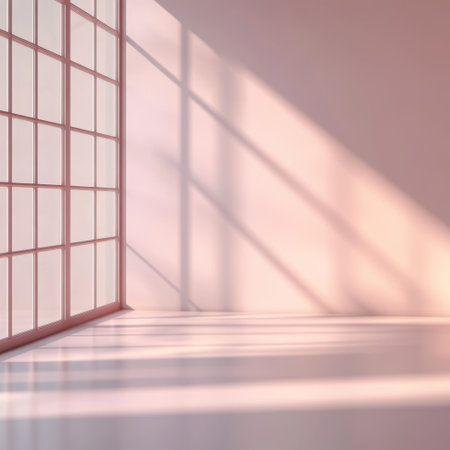Abstract empty room with window and sunlight. 3D Rendering.の素材