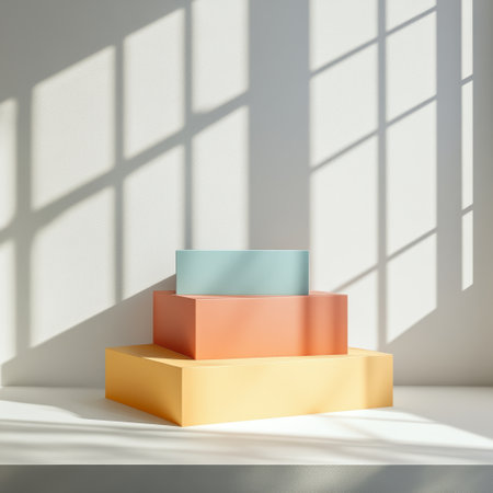 3d render of abstract geometric forms. Minimal scene with podium for product presentationの素材