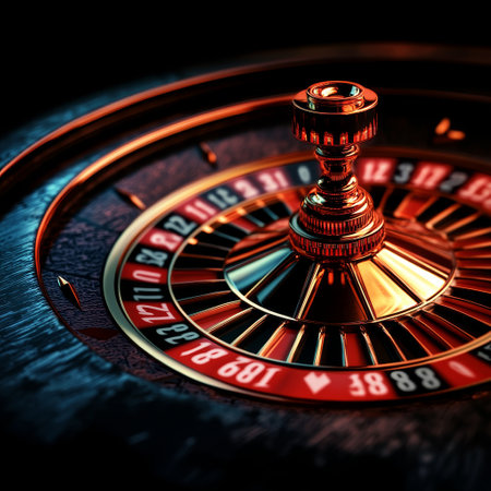 Casino roulette wheel on dark background. 3D illustration.の素材