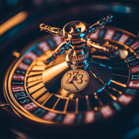 Casino roulette wheel. Low depth of focus. Vintage style.の素材