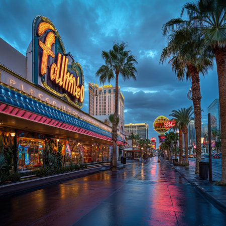 The Strip in Las Vegas at night.の素材