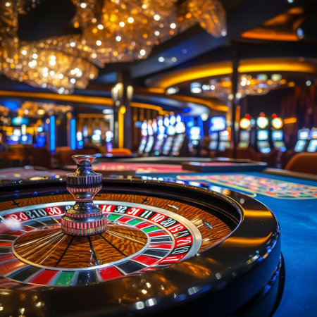 Roulette casino, casino roulette wheel, roulette table in casinoの素材