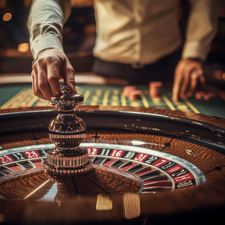 Man playing roulette in casino. Gambling games, casino conceptの素材
