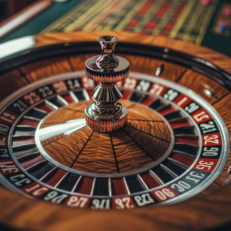 Casino roulette wheel. Roulette wheel in casino. Gambling conceptの素材