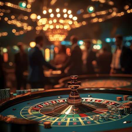 Casino roulette wheel in casino. Gambling and entertainment conceptの素材
