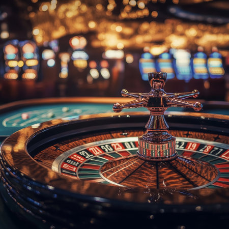 Roulette wheel in casino. Casino roulette wheel in casinoの素材