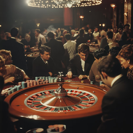 casino, gambling, people and entertainment concept - group of friends playing roulette in casinoの素材